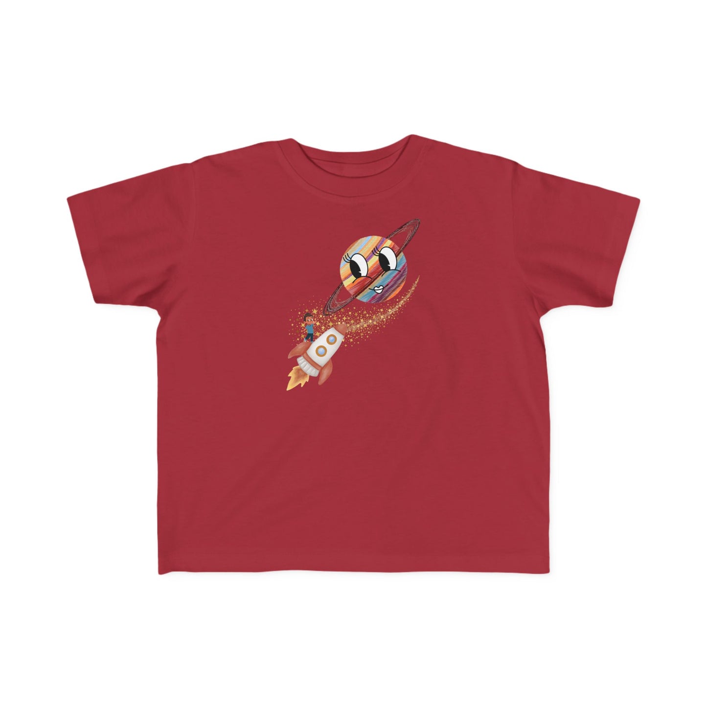 Smiling Saturn Rocket T-Shirt: Space Adventure for Kids, Future Astronauts