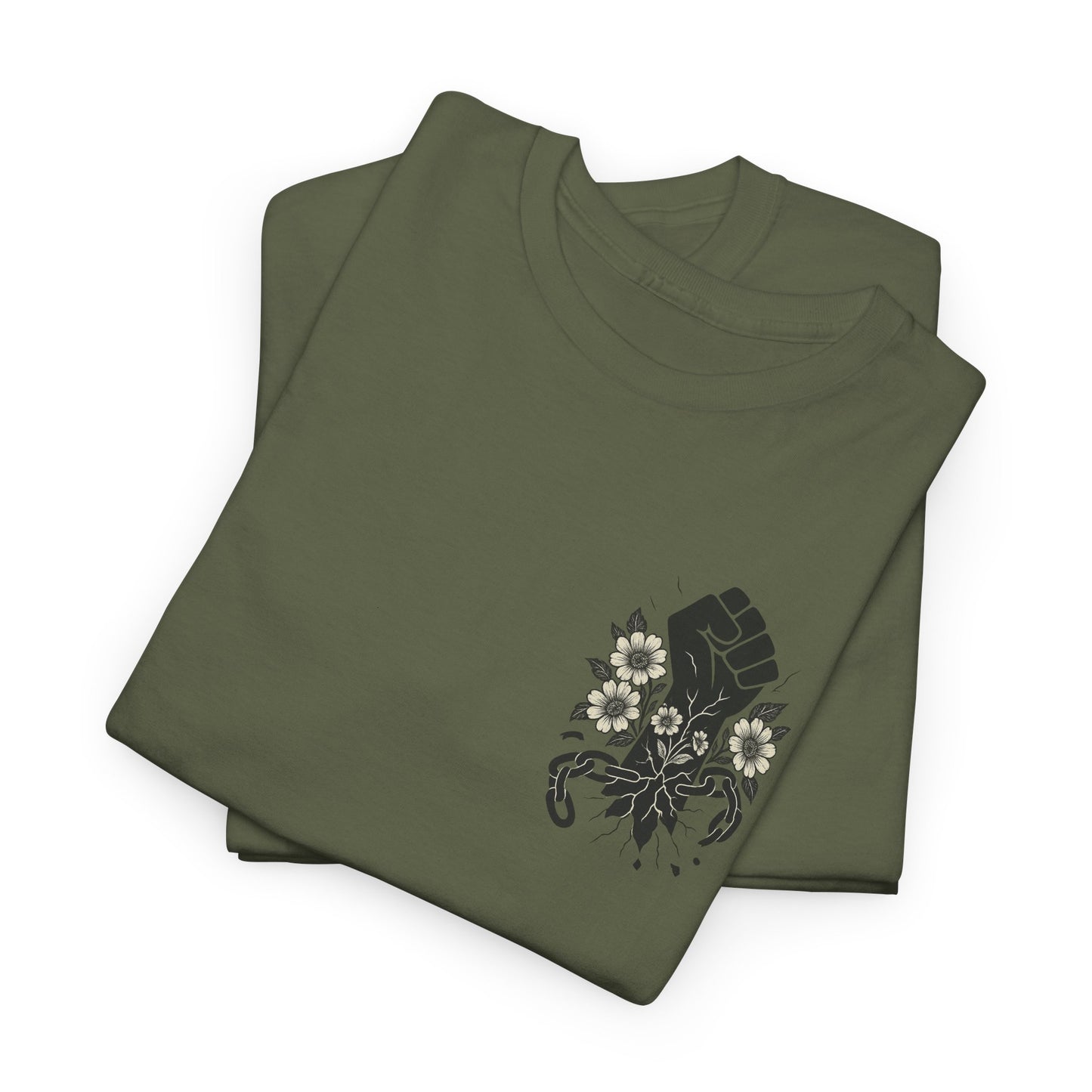 Empowering Statement Tee: Unisex Heavy Cotton Shirt, Protest Wear, Floral Design, Comfortable Casual Top, Activism Apparel