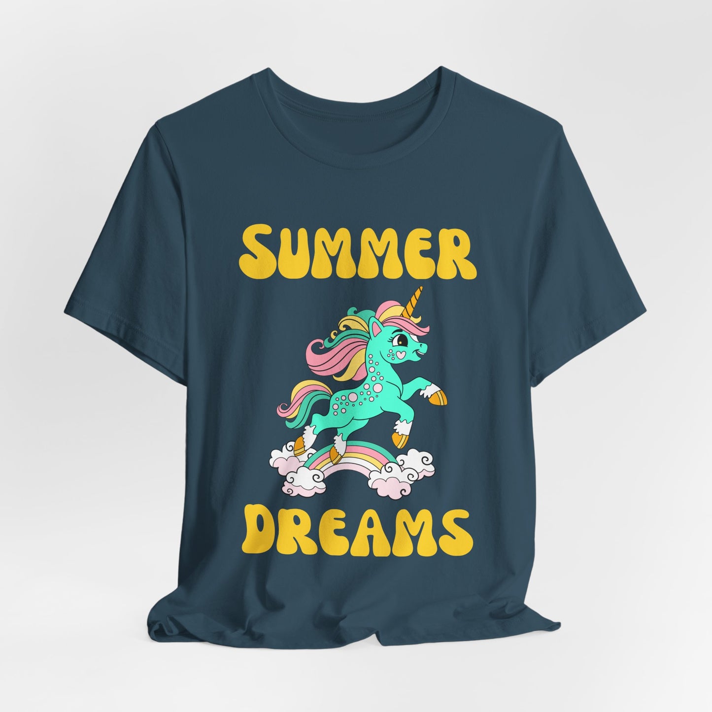 Unicorn Summer Dreams Tee, Casual Summer T-Shirt, Fun Unicorn Apparel, Gift for Kids & Teens
