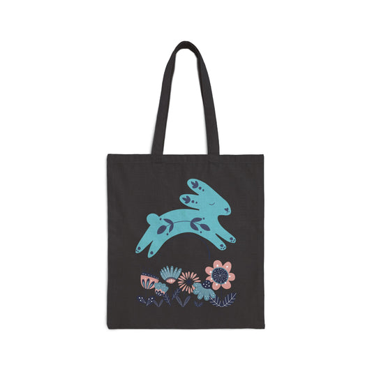 Whimsical Bunny Floral Tote Bag, Eco-Friendly Shopping Bag, Cute Gift for Nature Lovers, Pastel Art Canvas Bag, Easter Decor