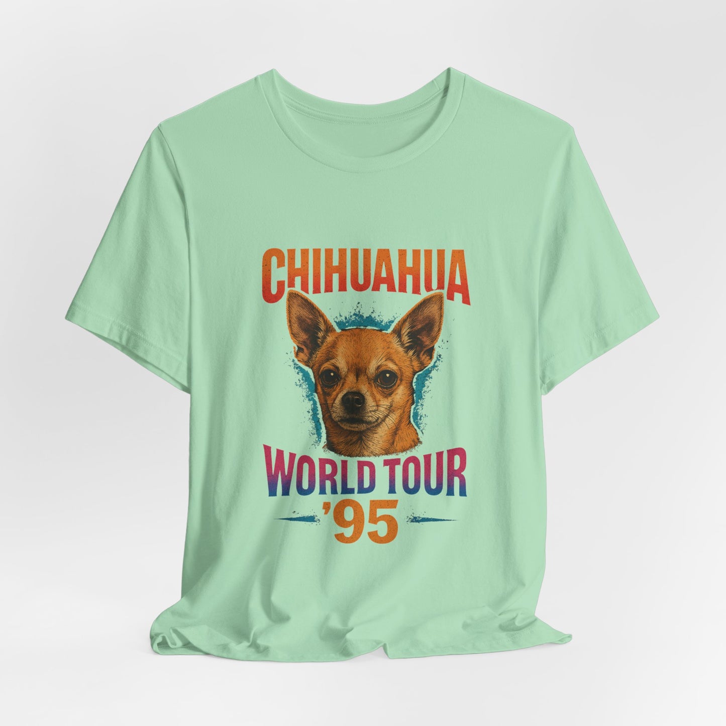Chihuahua World Tour Tee, Retro Dog Lovers Gift, Cute Animal Tee, Casual Wear, Pet Enthusiast Shirt, Vintage Style T-Shirt