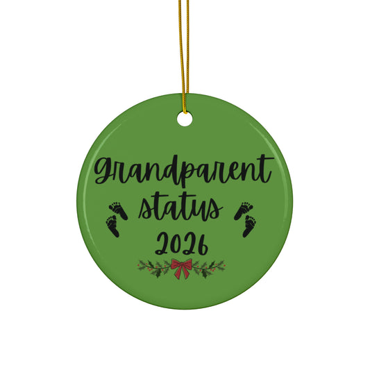 Grandparent Status Baby Announcement Ceramic Ornament, Holiday Decor, Christmas Tree Ornament, Personalized Gift, Family Keepsake
