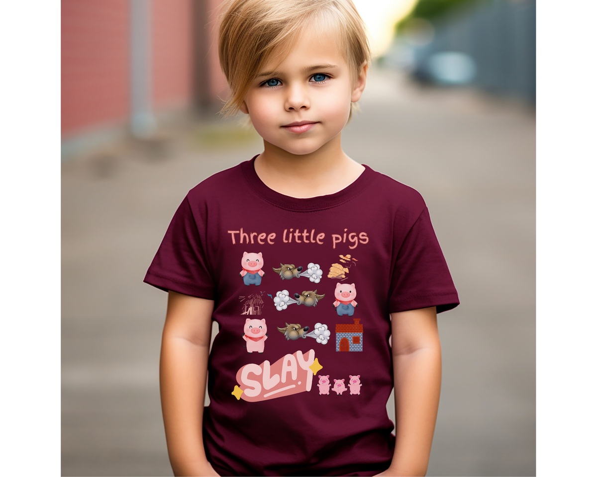 Three Little Pigs Storyline Children's Lightweight T-Shirt: Toddler Tee for Storytelling & Play