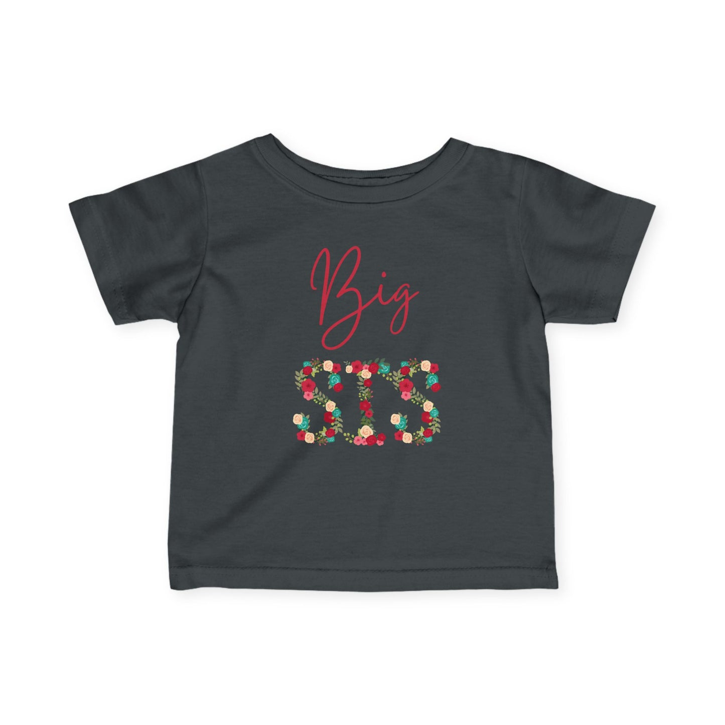 Toddler Tee Big Sis Floral Letters Shirt, Shirt for New big sister