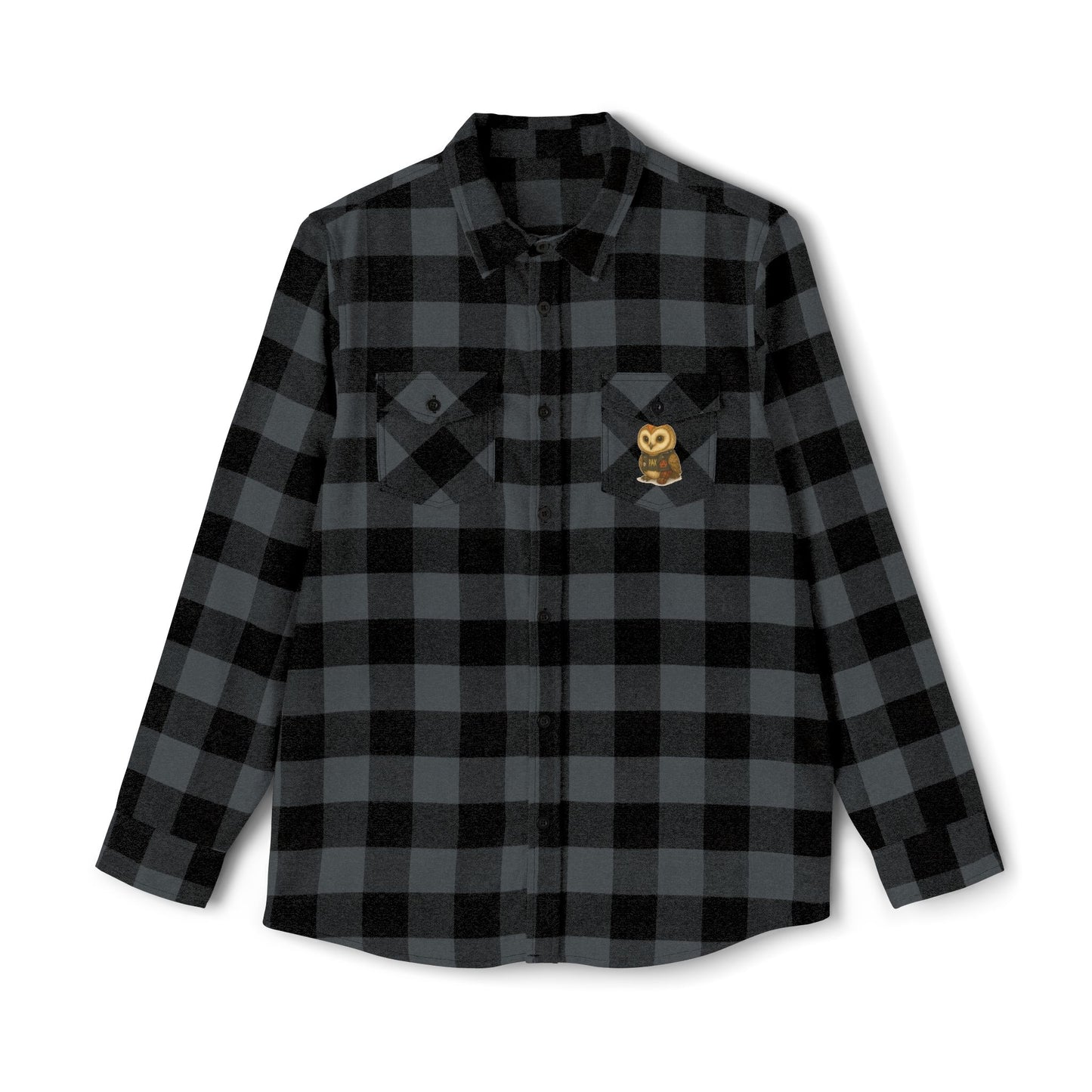 Flannel Shirt with Punk Plush Owl Design | Fall Fashion, Gift for Her, Cabin Vibes, Layering Essential