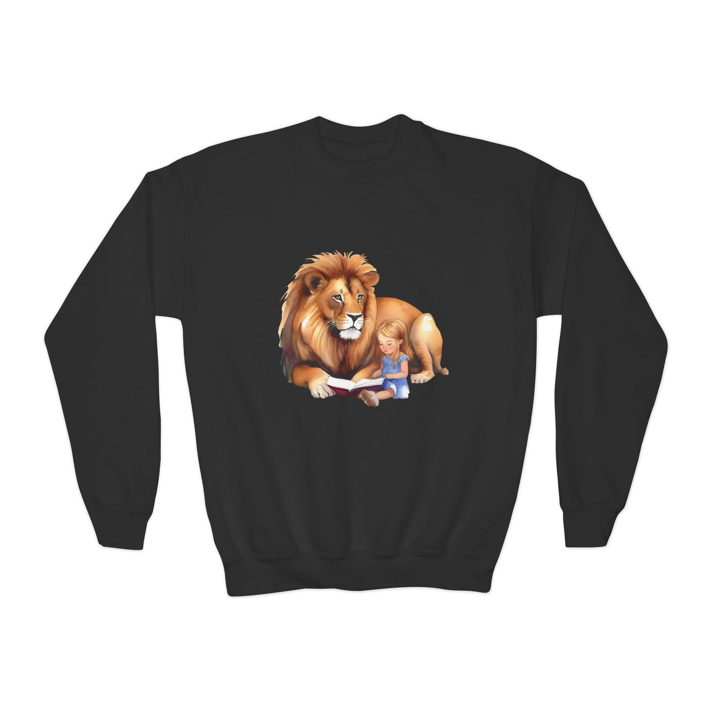 Youth Crewneck Sweatshirt featuring a Lion and Child, Animal Lovers Gift, Kids Sweatshirt, Fun Adventure Apparel, Perfect [...]