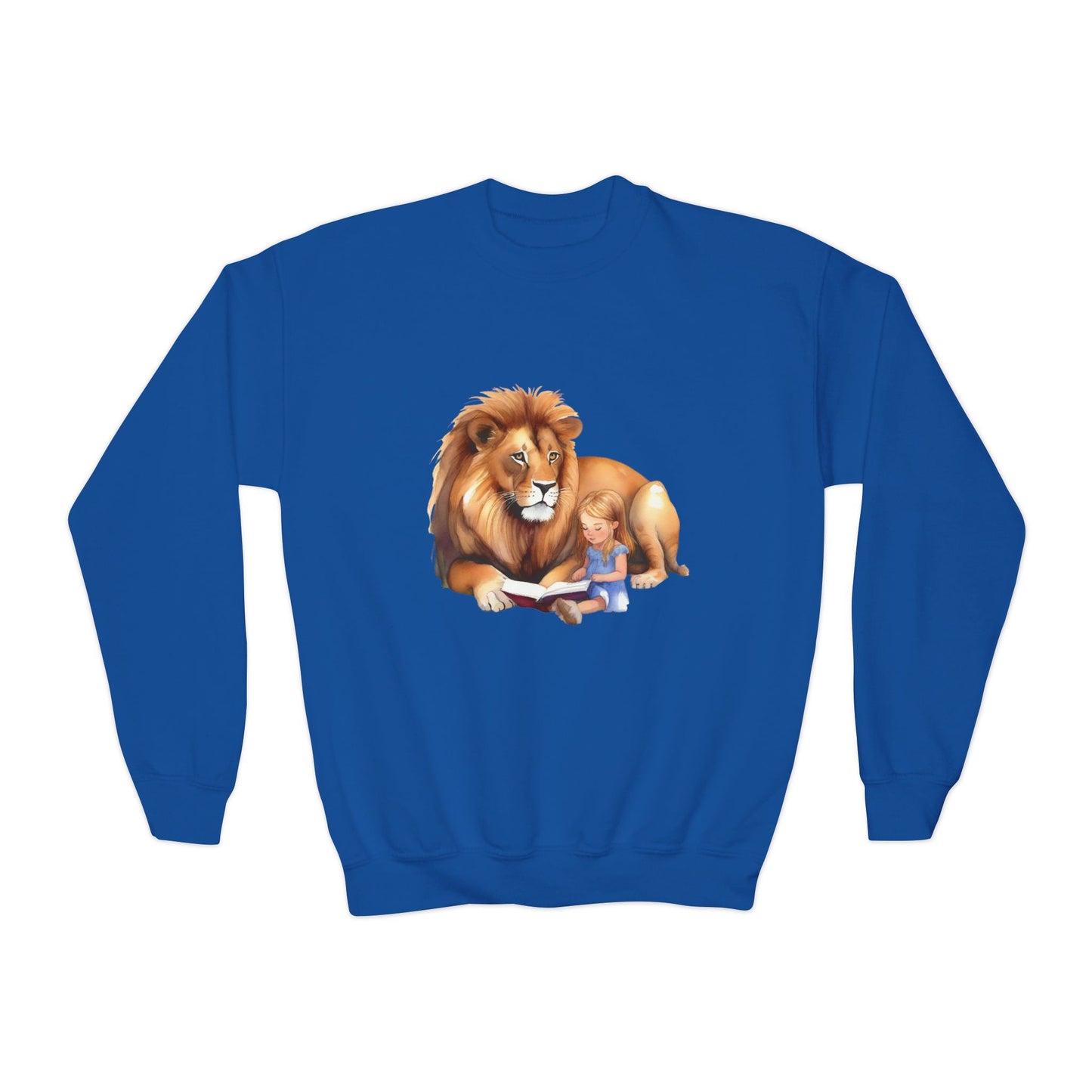 Youth Crewneck Sweatshirt featuring a Lion and Child, Animal Lovers Gift, Kids Sweatshirt, Fun Adventure Apparel, Perfect [...]