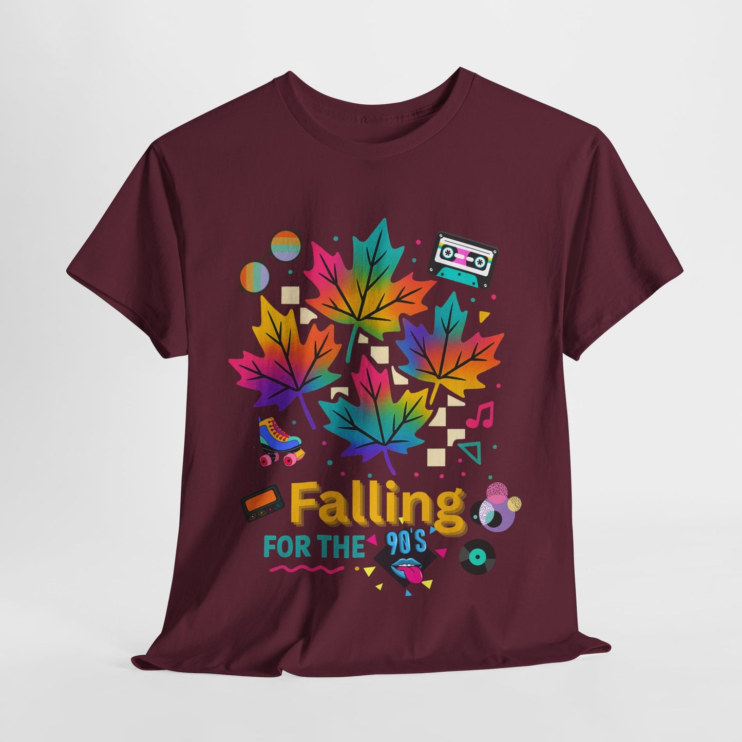 Fall 90s Vibes Tee, 90s Nostalgia T-shirt, Neon Fall Leaves