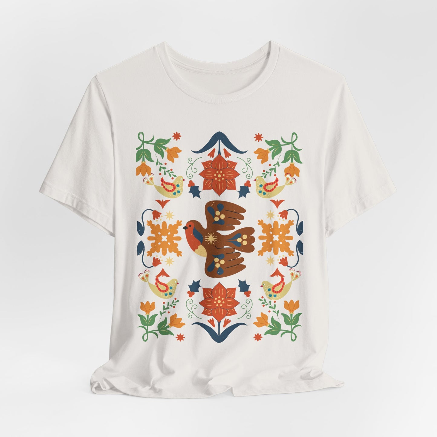 Bohemian Nature Tee: Botanical Bird Print | Vintage Earthy Aesthetic, Bohemian Style T-Shirt, Unique Gift for Any Occasion