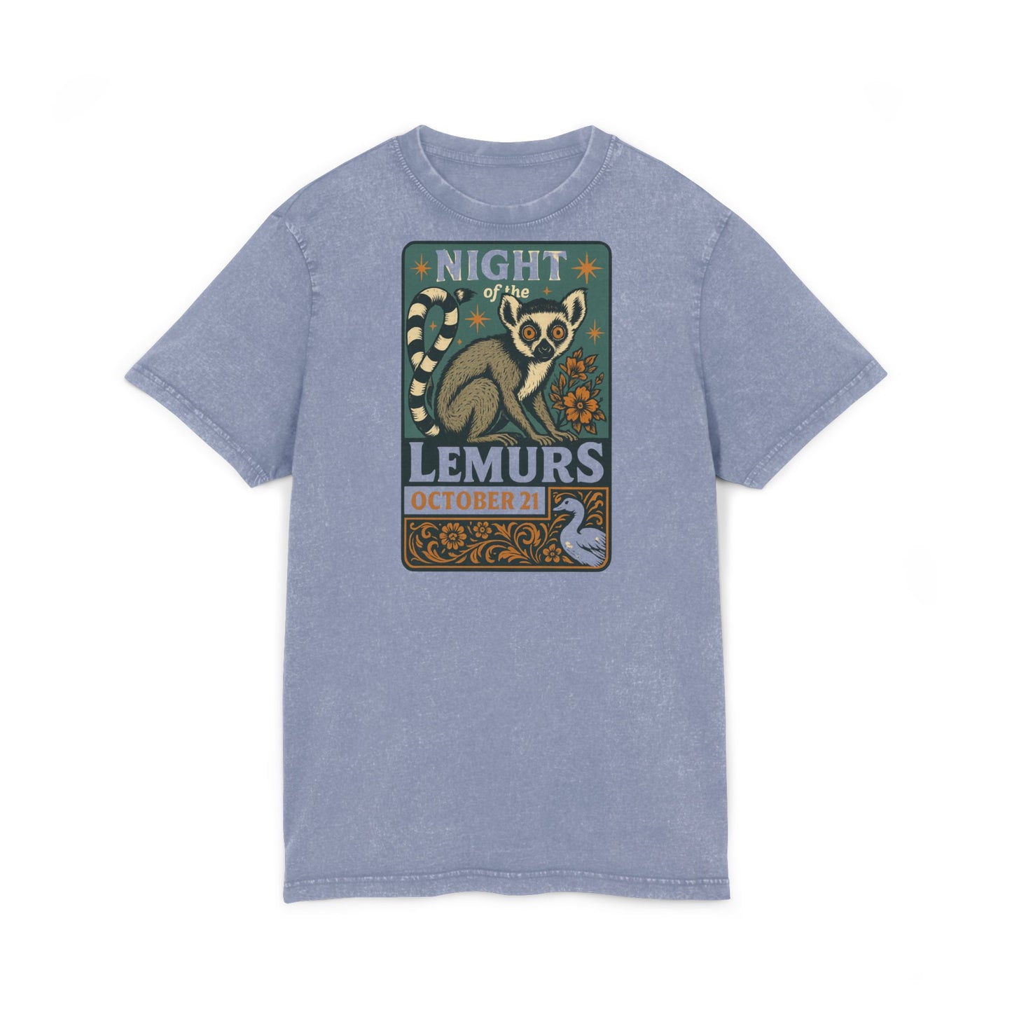 Acid Washed Animal Tee, Nature Lover T-Shirt, Eco-Friendly Fashion, Gift for Wildlife Fans, October Celebrations