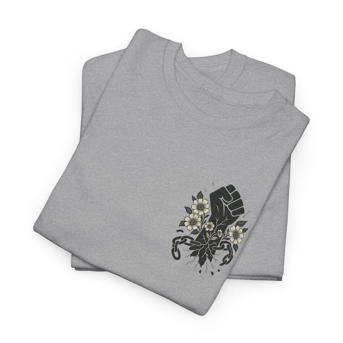 Empowering Statement Tee: Unisex Heavy Cotton Shirt, Protest Wear, Floral Design, Comfortable Casual Top, Activism Apparel