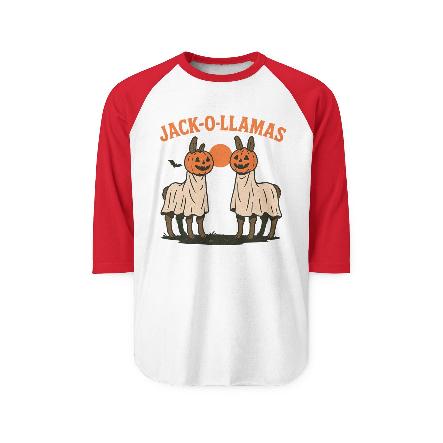 Jack-O-Llamas Halloween Raglan Shirt, Unisex Halloween Shirt, Fun Fall Apparel, Pumpkin Costume Tee, Halloween Party Outfit