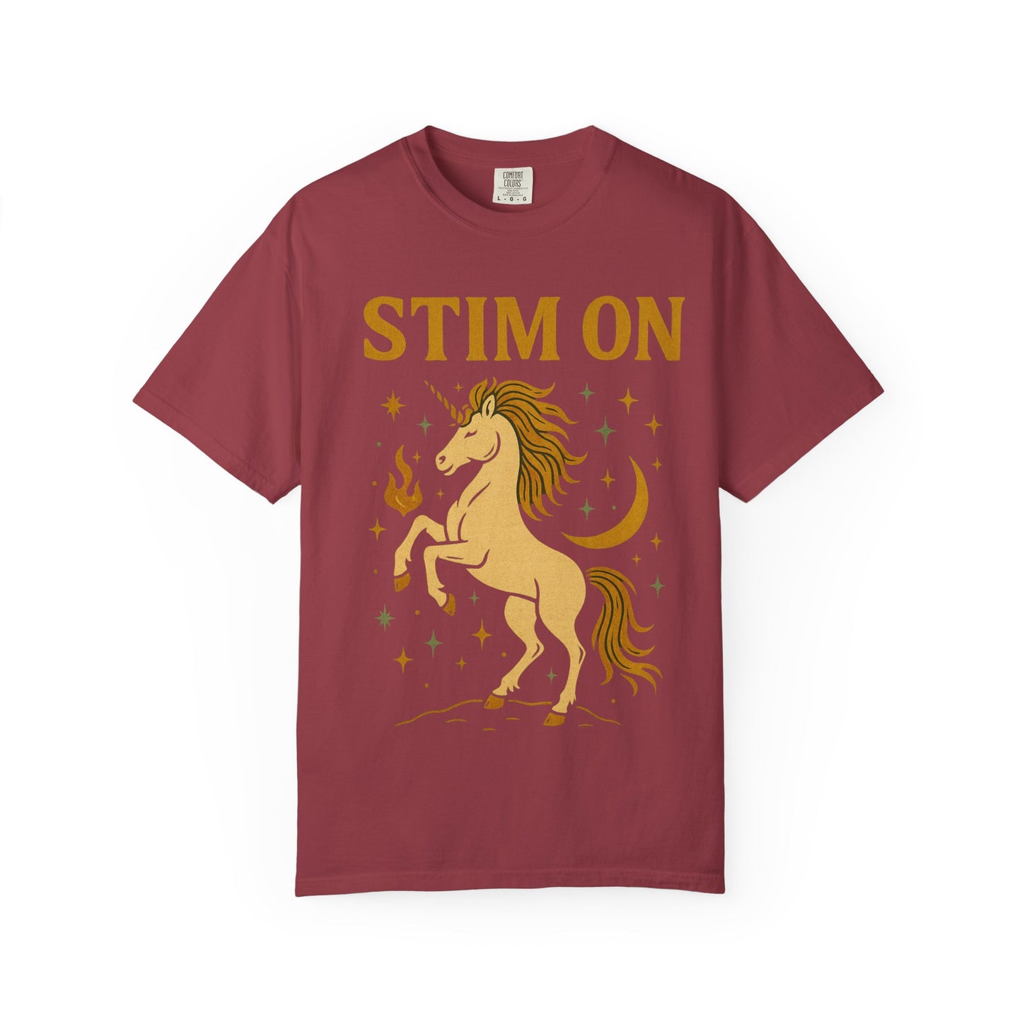 Unisex Garment-Dyed T-Shirt with 'Stim On' Unicorn Design | Fun Casual Wear, Unique Gift, Summer Fashion, Birthday Present, Relaxed Style