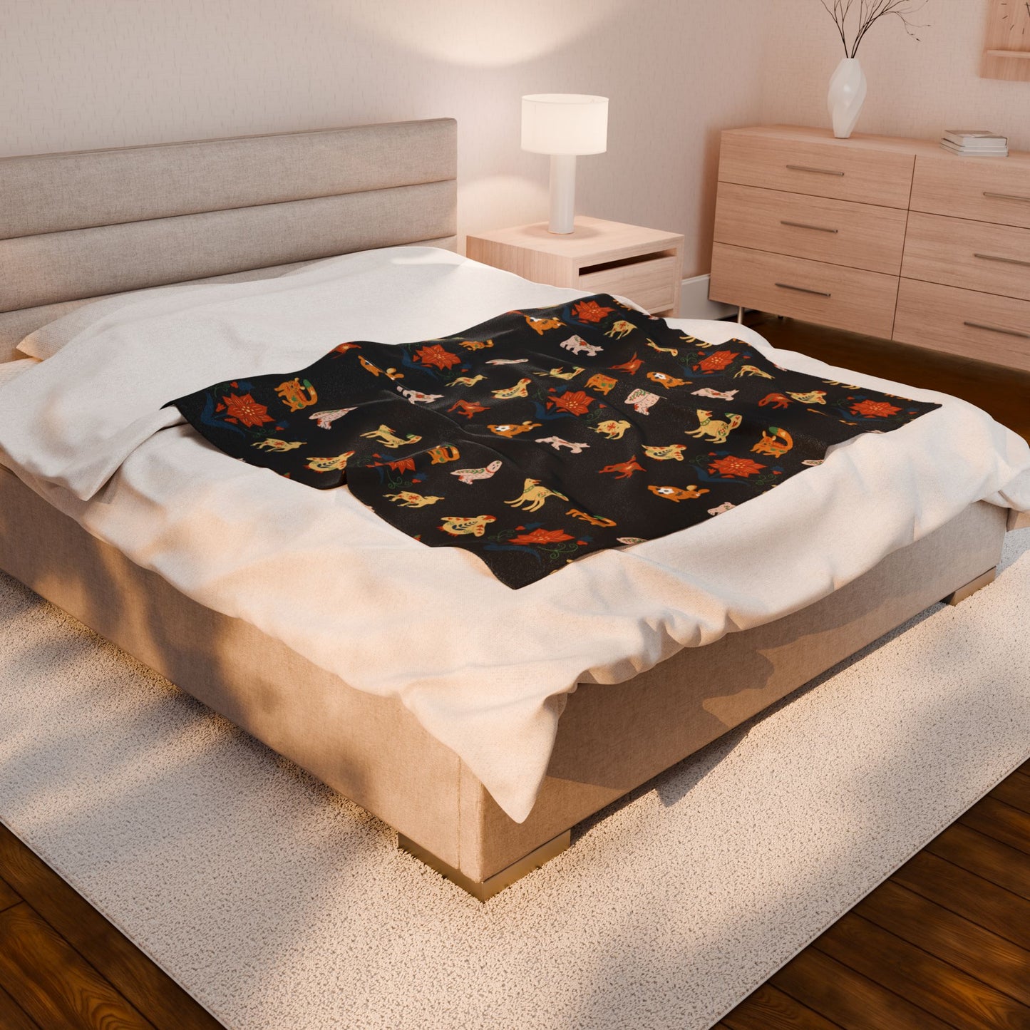 Cozy Winter Animal Print Velveteen Plush Blanket, Soft Throw for Home Decor, Gift for Animal Lovers, Perfect for Kids' Rooms, Snuggle Up!