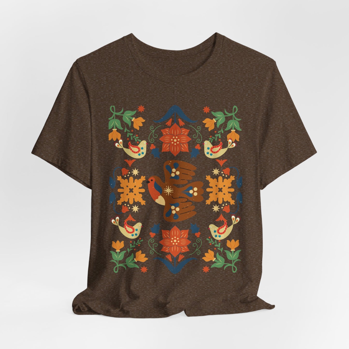 Bohemian Nature Tee: Botanical Bird Print | Vintage Earthy Aesthetic, Bohemian Style T-Shirt, Unique Gift for Any Occasion
