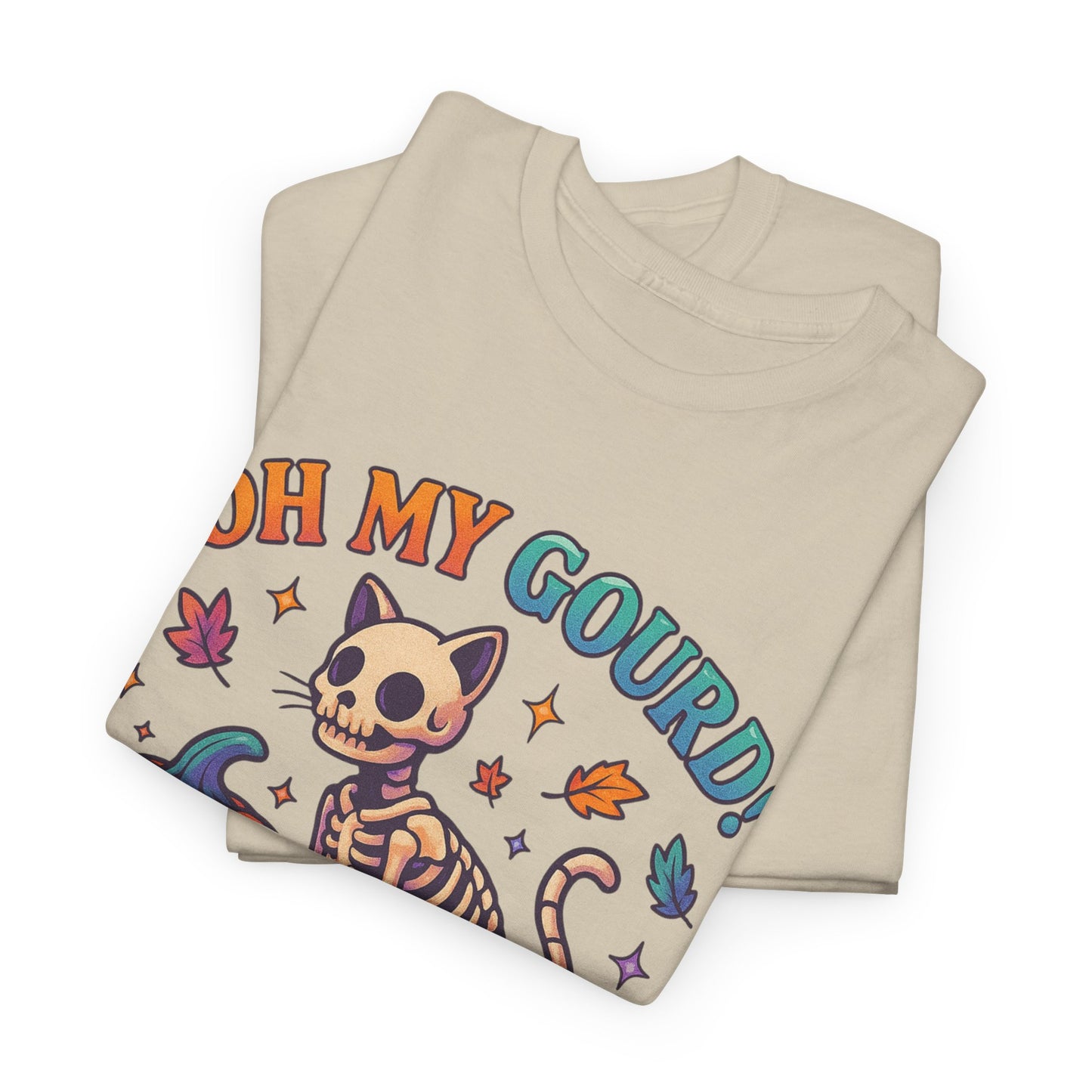 Halloween Cat Tee, Heavy Cotton T-Shirt, Fall Fashion, Cute Halloween Shirt, Pumpkin Lover Gift, Spooky Season Apparel