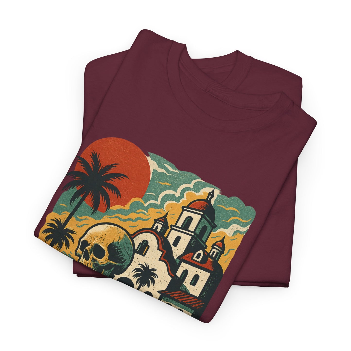Retro Skeleton Palm Tree Tee, California Hotel, Vintage Beach T-Shirt, Unisex Graphic Top, Summer Vibes Shirt, Ideal for Halloween, Day of the Dead