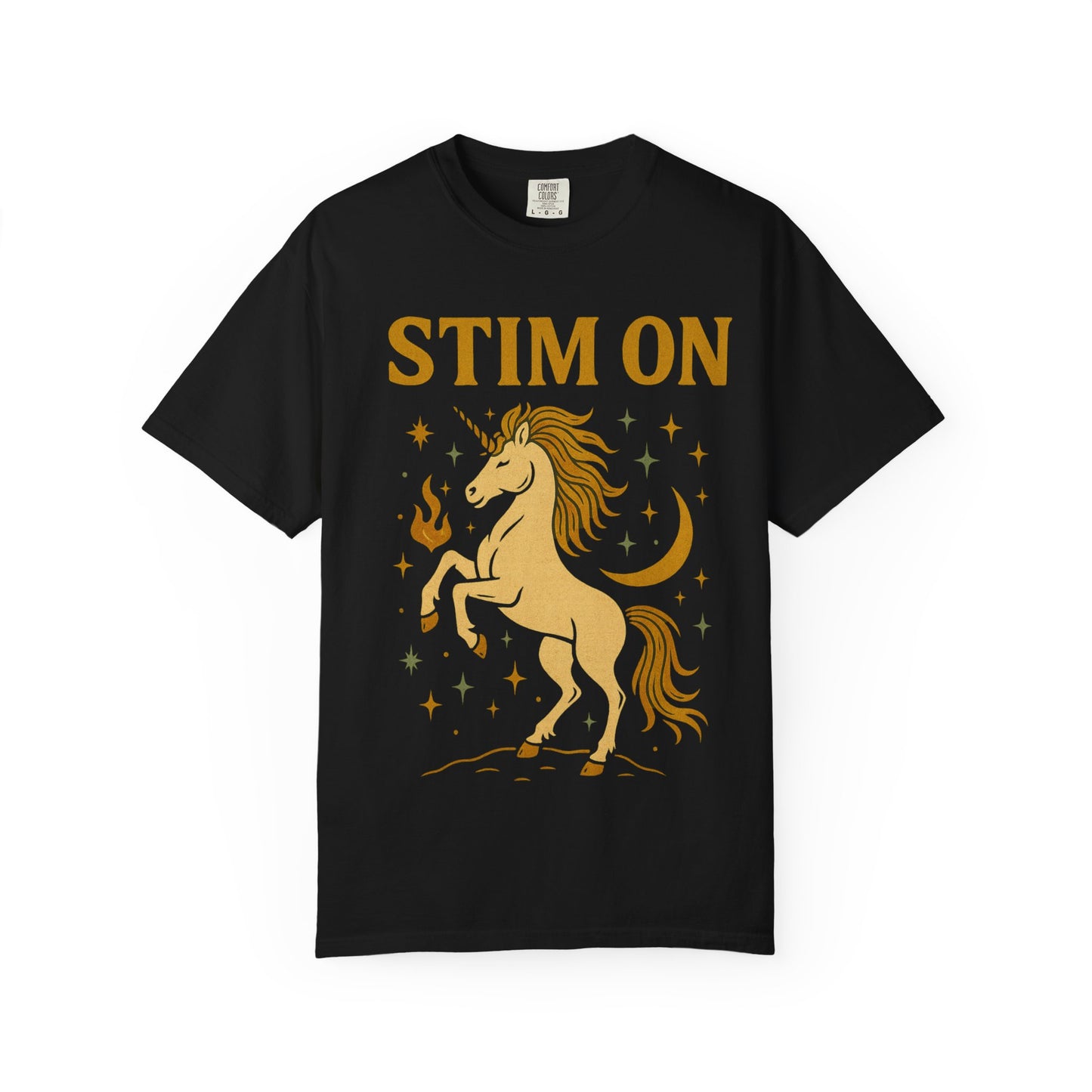 Unisex Garment-Dyed T-Shirt with 'Stim On' Unicorn Design | Fun Casual Wear, Unique Gift, Summer Fashion, Birthday Present, Relaxed Style
