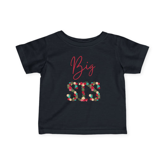 Toddler Tee Big Sis Floral Letters Shirt, Shirt for New big sister