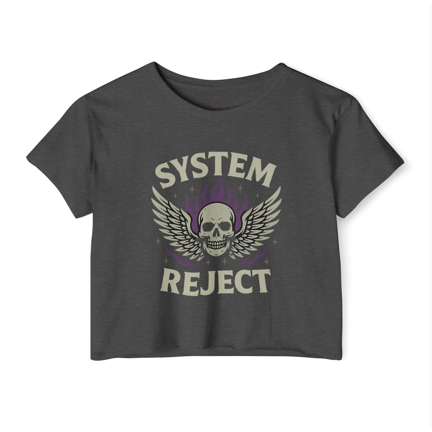 Women's Festival Crop Top with 'SYSTEM REJECT' Graphic, Bohemian Style Activewear, Music Festival Outfit, Edgy Summer Top, Streetwear [...]