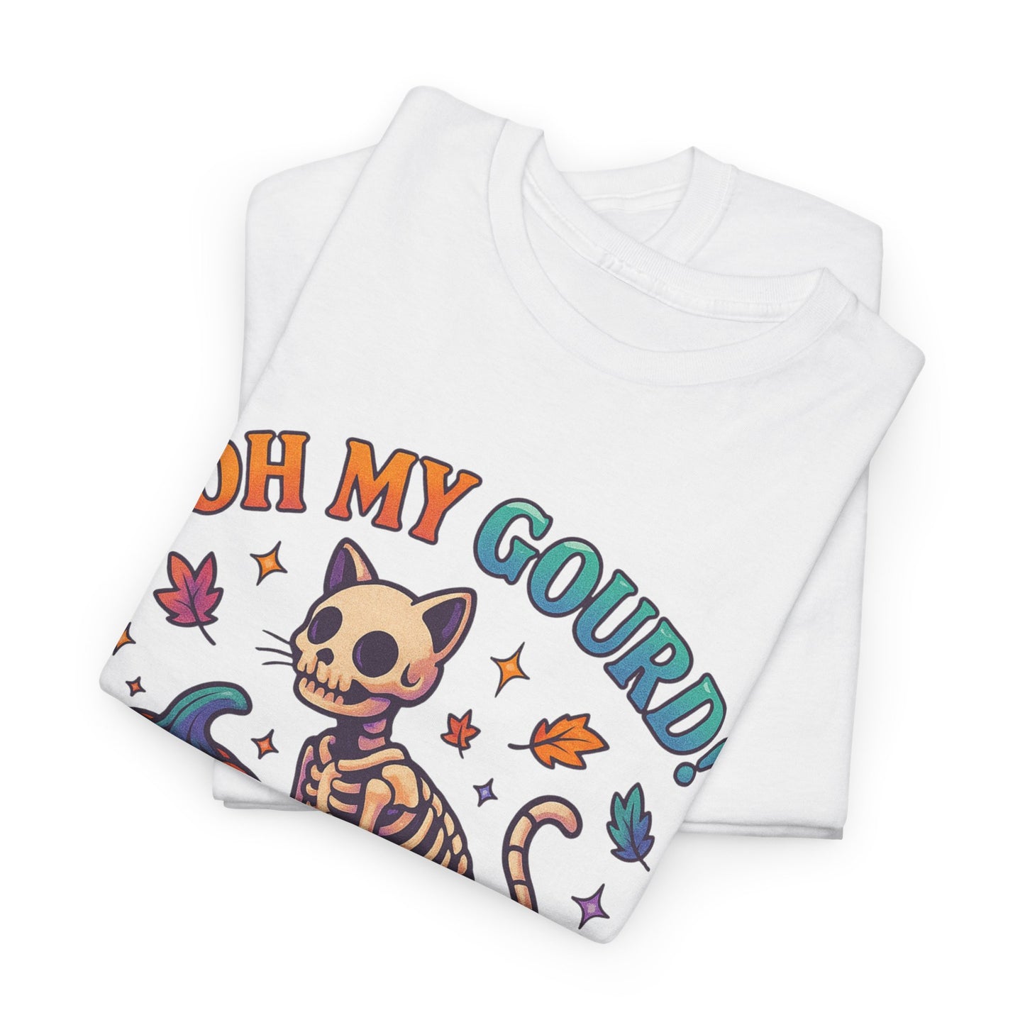 Halloween Cat Tee, Heavy Cotton T-Shirt, Fall Fashion, Cute Halloween Shirt, Pumpkin Lover Gift, Spooky Season Apparel