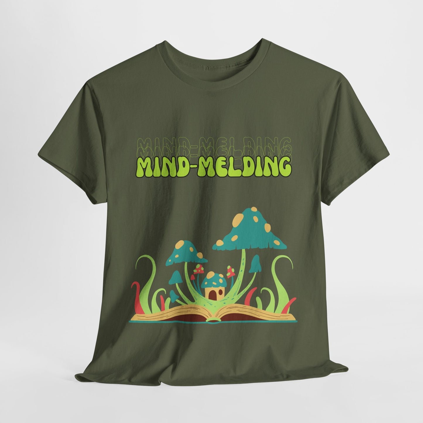 Mind-Melding Unisex Heavy Cotton Tee, Psychedelic Mushroom Shirt, Comfortable Casual Wear, Festival Fashion, Gift for Nature Lovers
