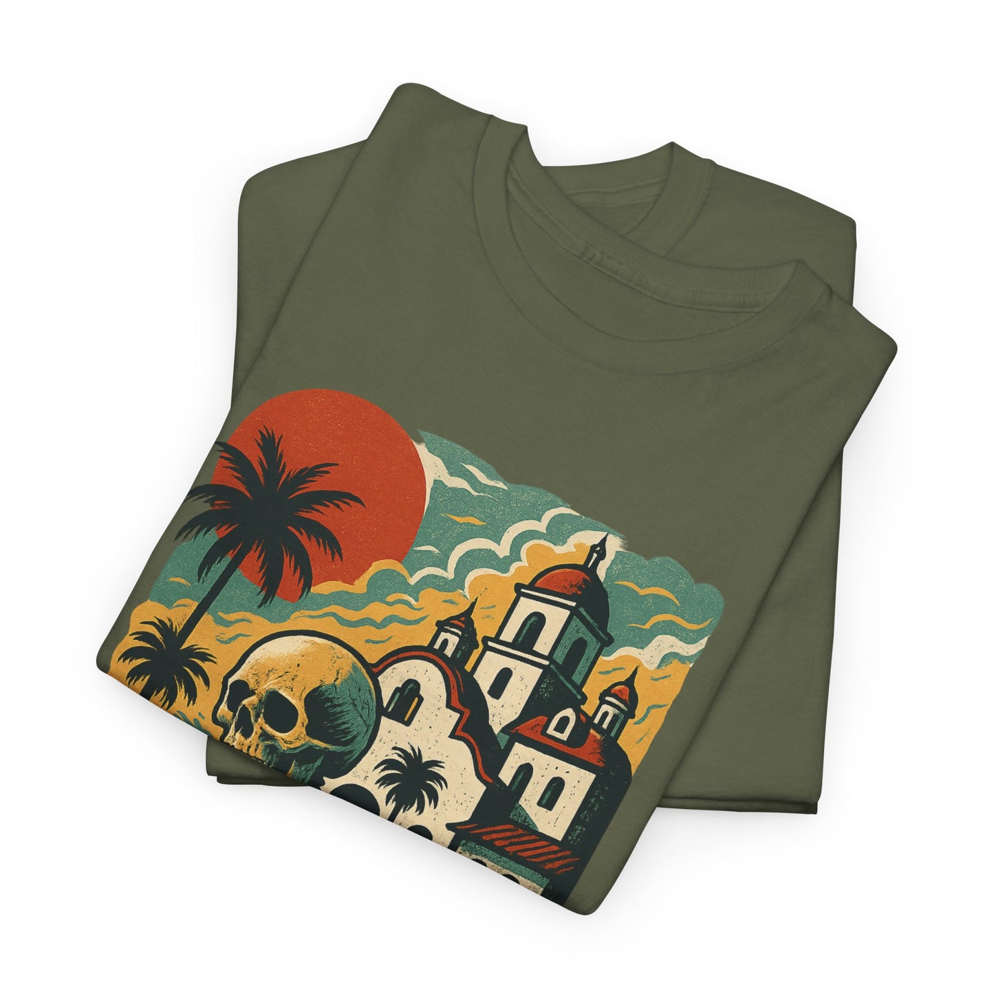 Retro Skeleton Palm Tree Tee, California Hotel, Vintage Beach T-Shirt, Unisex Graphic Top, Summer Vibes Shirt, Ideal for Halloween, Day of the Dead