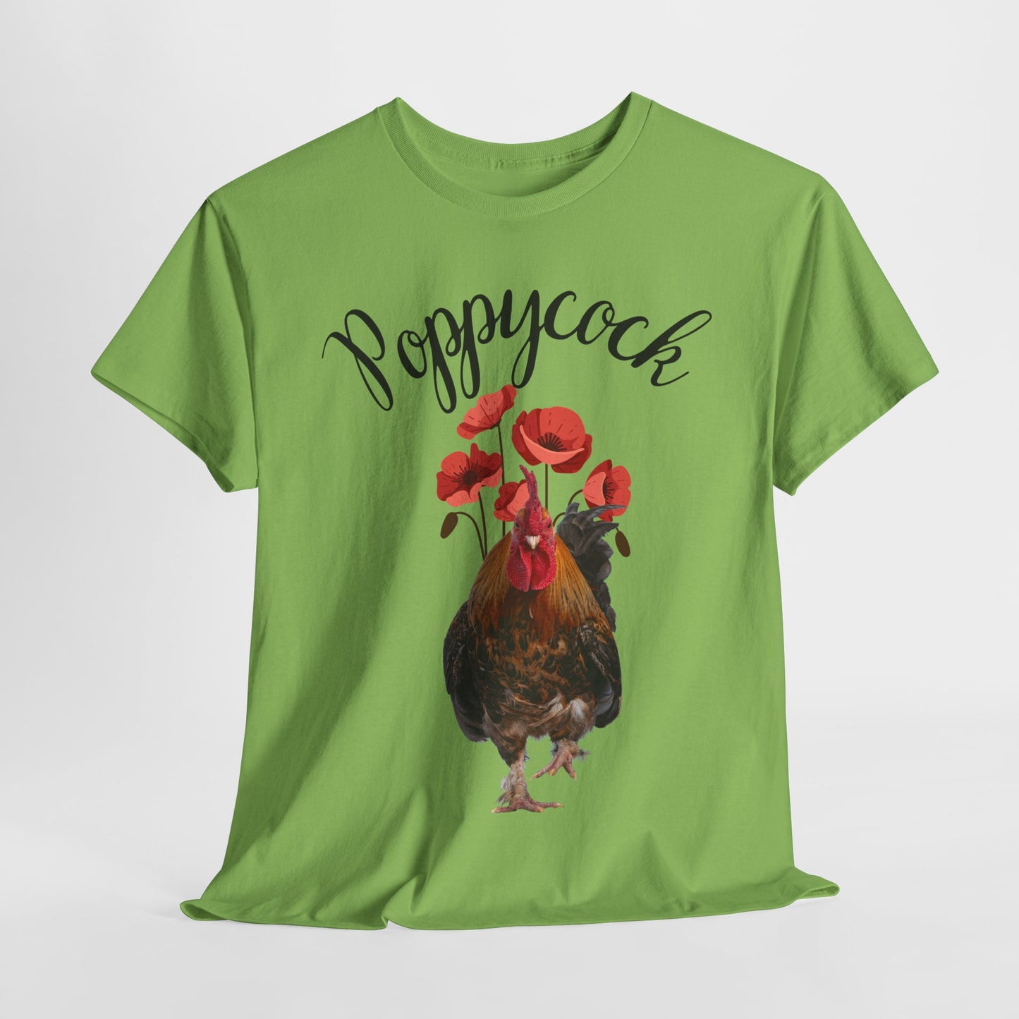 Poppycock Tee Unisex Classic tee, Men's T-shirt, Women's T-shirt, Poppy Flowers, Rooster Shirt, Awesome T-Shirt, Humor, Chicken, Cock Shirt