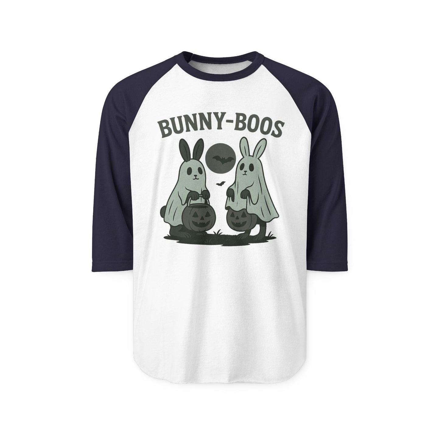 Halloween Bunny-Boos Raglan Shirt, Unisex Tee, Fall Apparel, Cute Halloween Top, Spooky Style, Holiday Gift