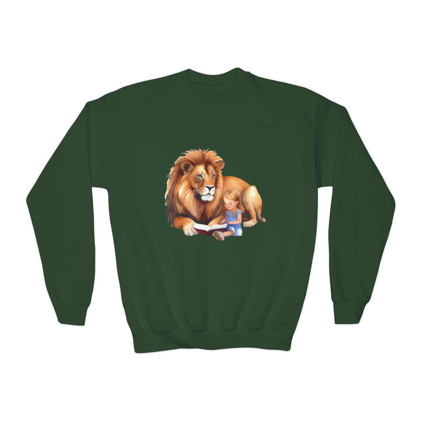 Youth Crewneck Sweatshirt featuring a Lion and Child, Animal Lovers Gift, Kids Sweatshirt, Fun Adventure Apparel, Perfect [...]
