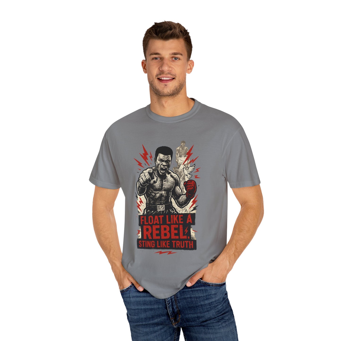 Rebel Spirit T-Shirt, Muhammad Ali Shirt, Gift for Fighters, Motivational Tee for Boxing Fans, Unisex Casual Wear, Sports Enthusiast Shirt