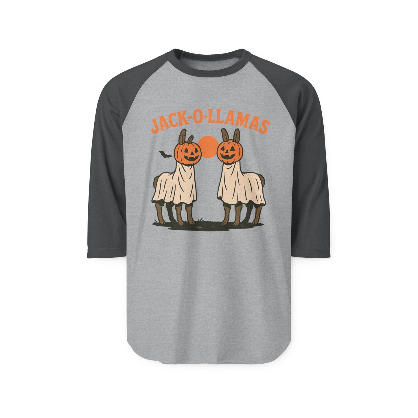Jack-O-Llamas Halloween Raglan Shirt, Unisex Halloween Shirt, Fun Fall Apparel, Pumpkin Costume Tee, Halloween Party Outfit
