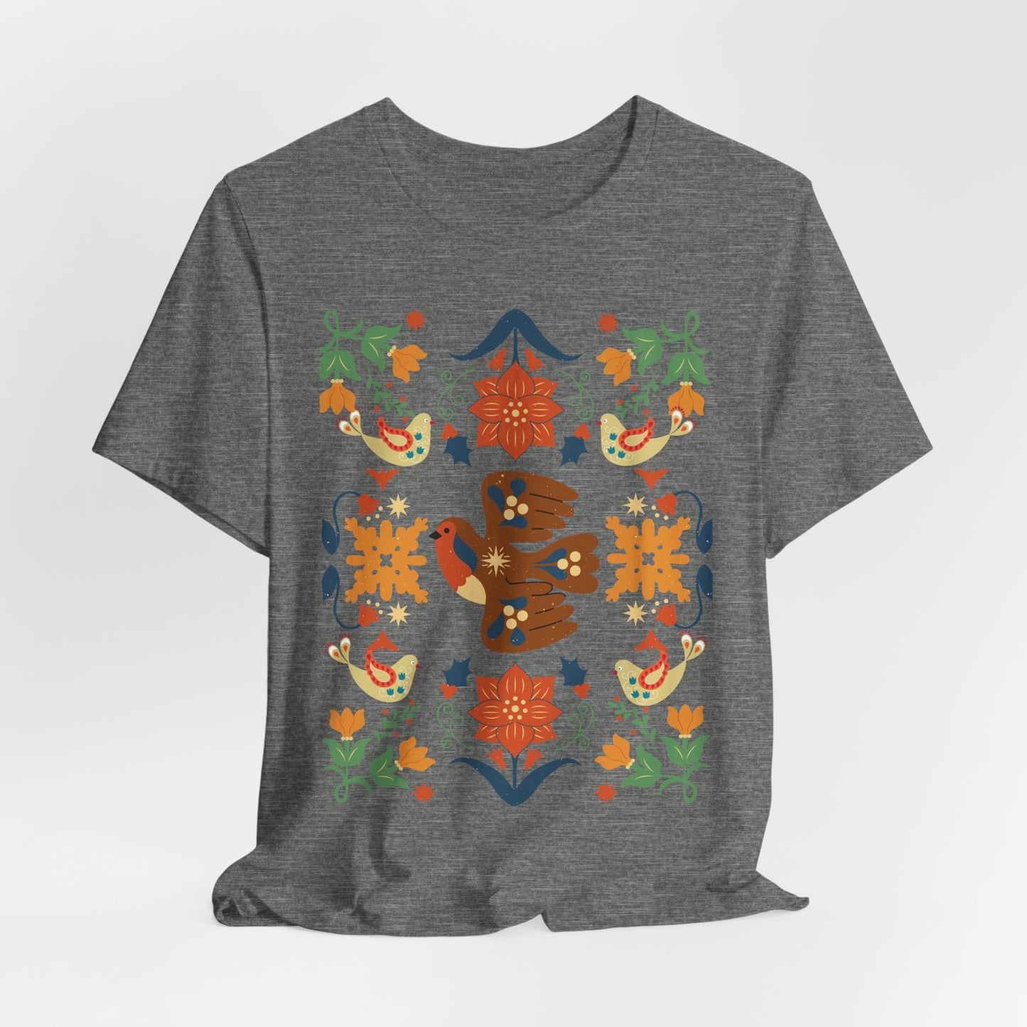 Bohemian Nature Tee: Botanical Bird Print | Vintage Earthy Aesthetic, Bohemian Style T-Shirt, Unique Gift for Any Occasion