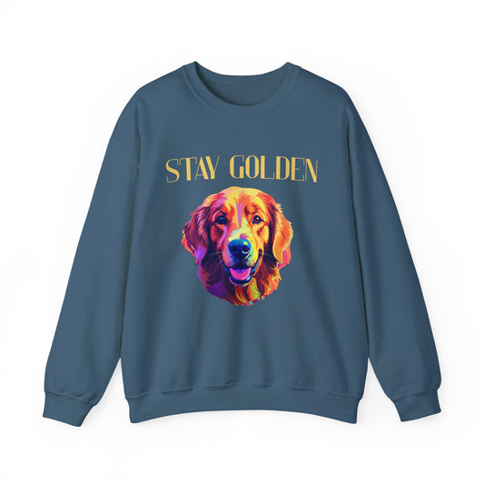 Stay Golden Dog Sweatshirt, Cozy Pet Lover Sweatshirt, Birthday Present, Animal Lover Apparel, Unisex Crewneck