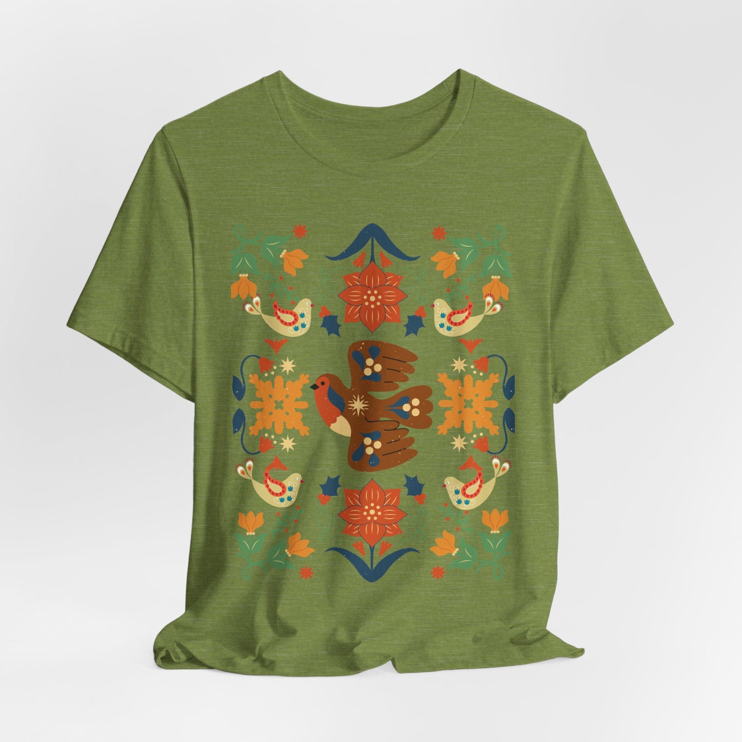 Bohemian Nature Tee: Botanical Bird Print | Vintage Earthy Aesthetic, Bohemian Style T-Shirt, Unique Gift for Any Occasion