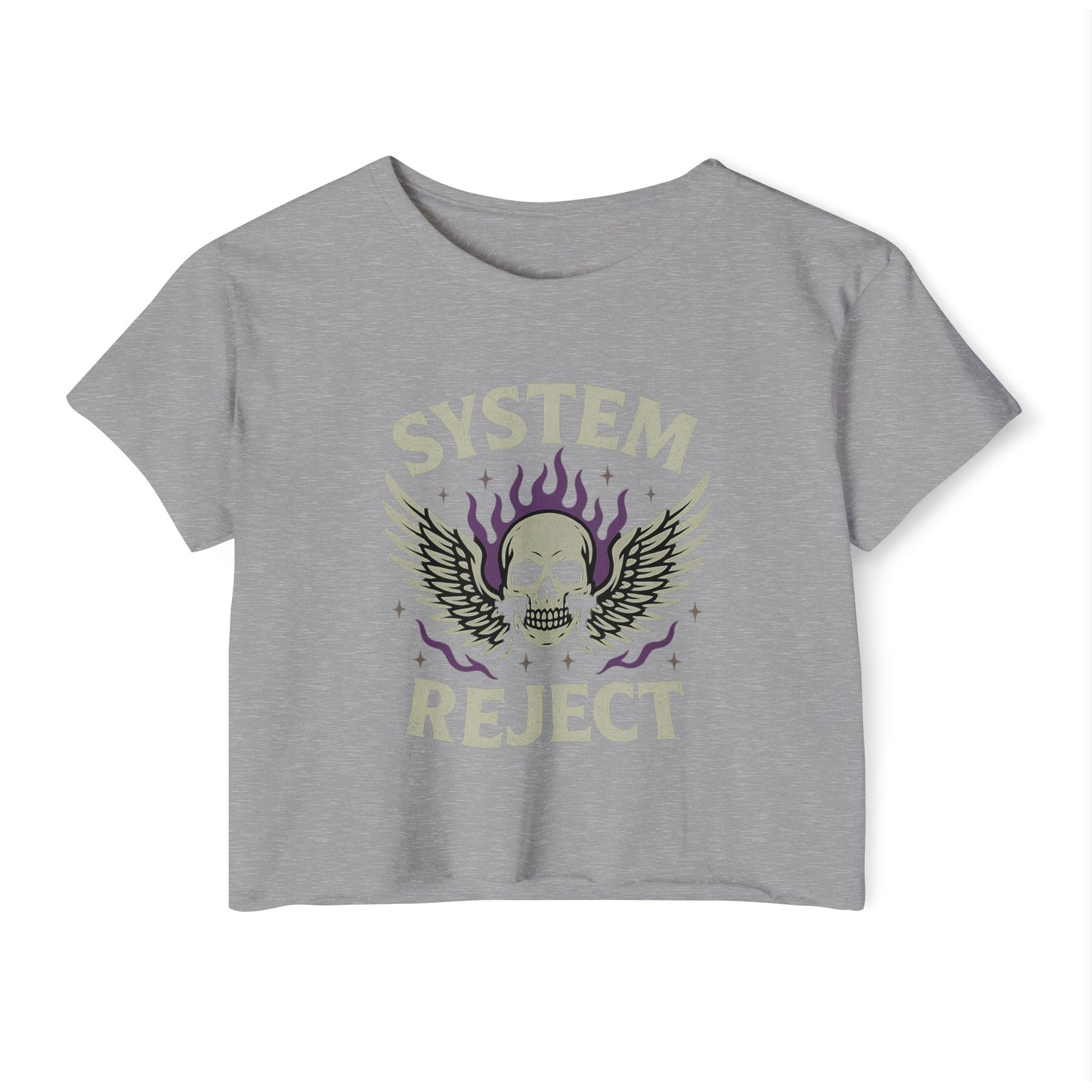 Women's Festival Crop Top with 'SYSTEM REJECT' Graphic, Bohemian Style Activewear, Music Festival Outfit, Edgy Summer Top, Streetwear [...]