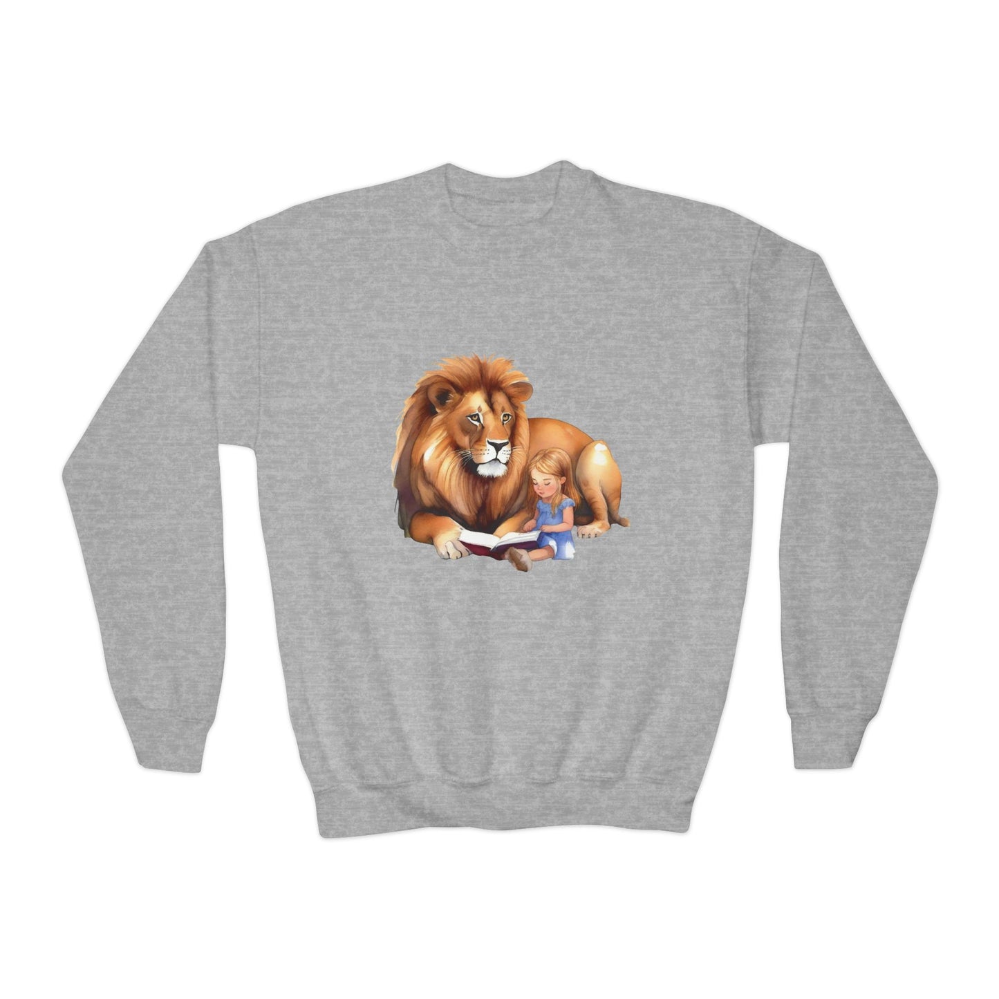 Youth Crewneck Sweatshirt featuring a Lion and Child, Animal Lovers Gift, Kids Sweatshirt, Fun Adventure Apparel, Perfect [...]