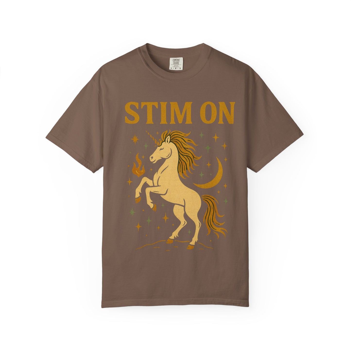 Unisex Garment-Dyed T-Shirt with 'Stim On' Unicorn Design | Fun Casual Wear, Unique Gift, Summer Fashion, Birthday Present, Relaxed Style