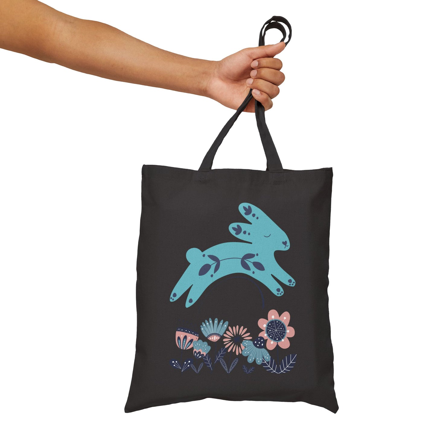 Whimsical Bunny Floral Tote Bag, Eco-Friendly Shopping Bag, Cute Gift for Nature Lovers, Pastel Art Canvas Bag, Easter Decor