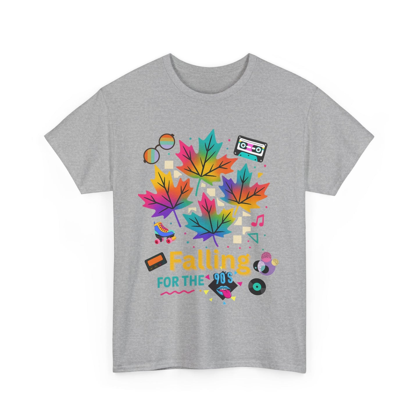 Fall 90s Vibes Tee, 90s Nostalgia T-shirt, Neon Fall Leaves