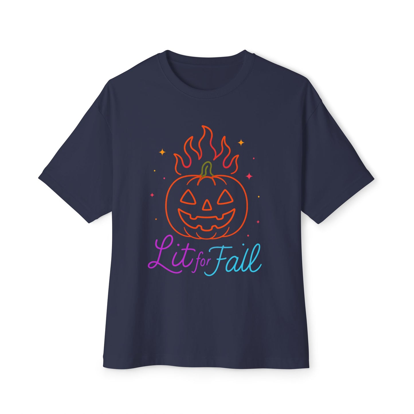 Lit for Fall Oversized Tee, Unisex Halloween T-Shirt, Cozy Fall Apparel, Spooky Season Tee, Pumpkin Design Shirt