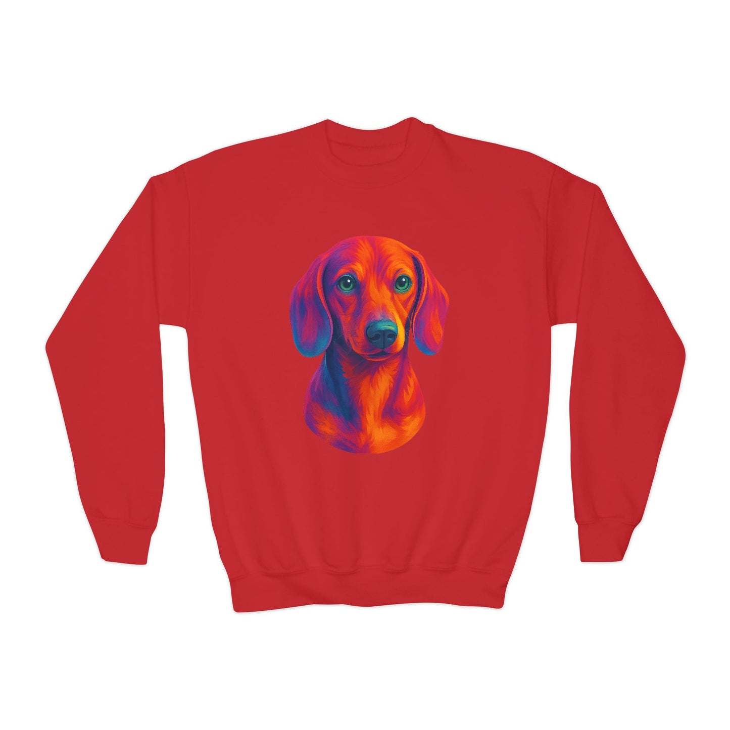 Colorful Dog Sweatshirt, Kid's Weenie Dog Sweatshirt, Puppy Gift, Dog Print Pullover, Dachshund Themed Apparel