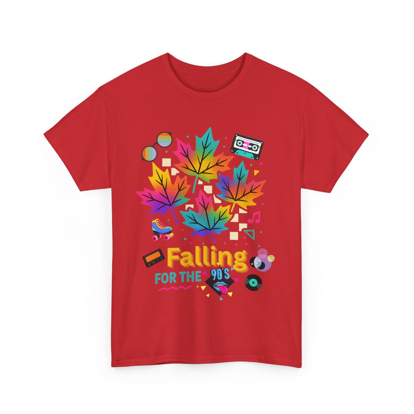 Fall 90s Vibes Tee, 90s Nostalgia T-shirt, Neon Fall Leaves