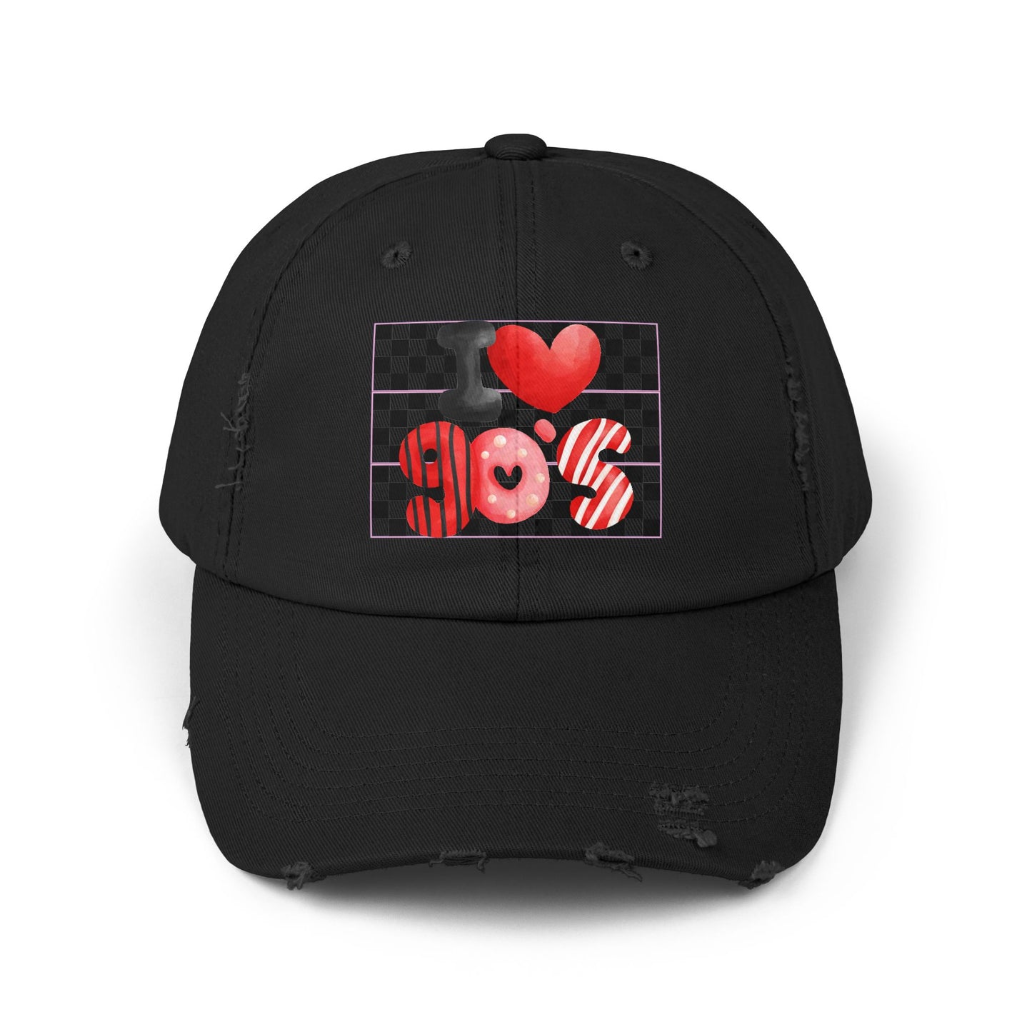 90's Love Unisex Distressed Cap | Retro Hat for Nostalgia Lovers, Vintage Gift, Casual Wear, Festival Accessory, Trendy Streetwear