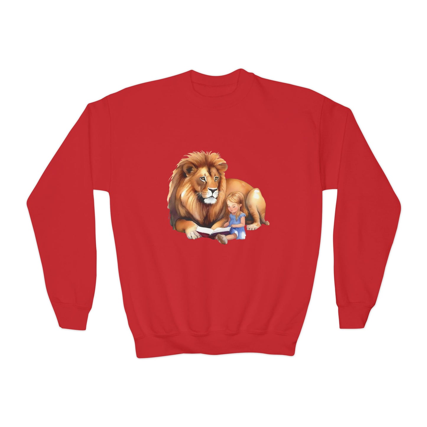 Youth Crewneck Sweatshirt featuring a Lion and Child, Animal Lovers Gift, Kids Sweatshirt, Fun Adventure Apparel, Perfect [...]