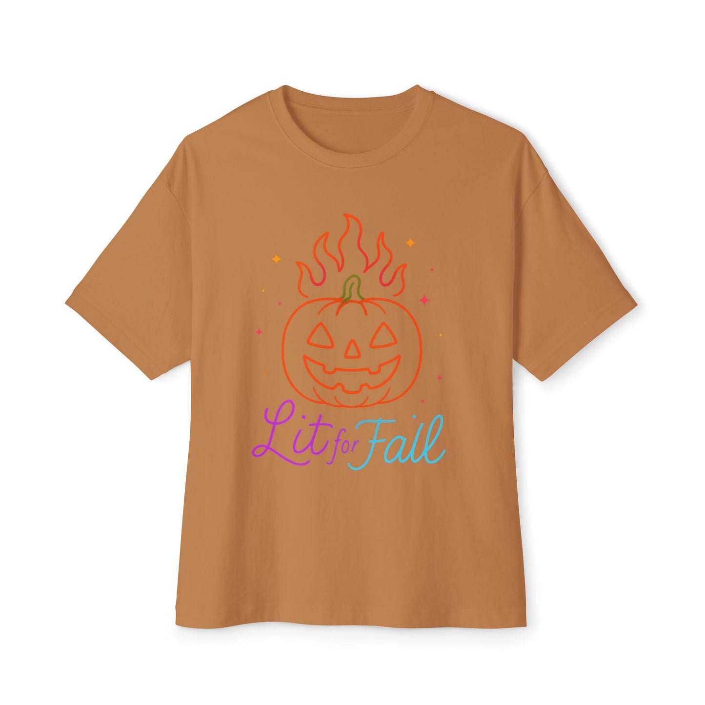 Lit for Fall Oversized Tee, Unisex Halloween T-Shirt, Cozy Fall Apparel, Spooky Season Tee, Pumpkin Design Shirt