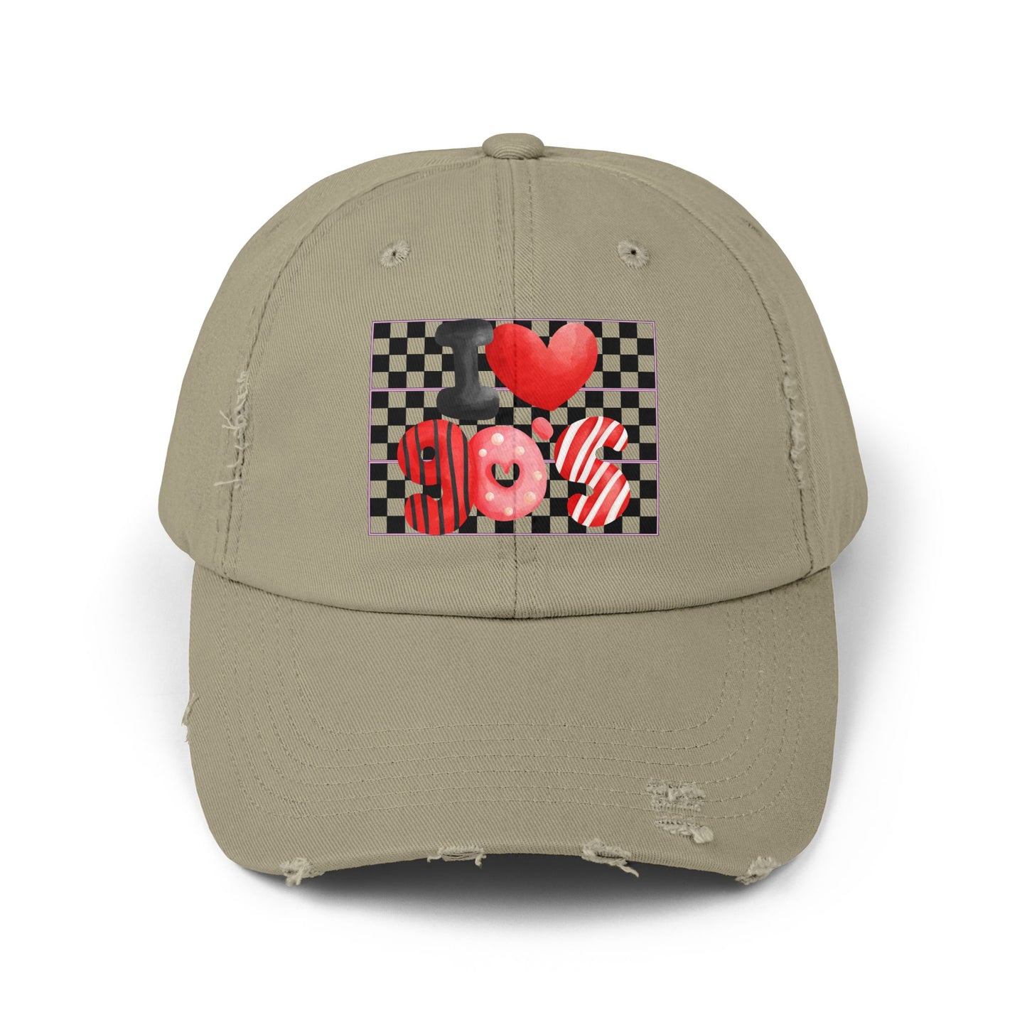 90's Love Unisex Distressed Cap | Retro Hat for Nostalgia Lovers, Vintage Gift, Casual Wear, Festival Accessory, Trendy Streetwear