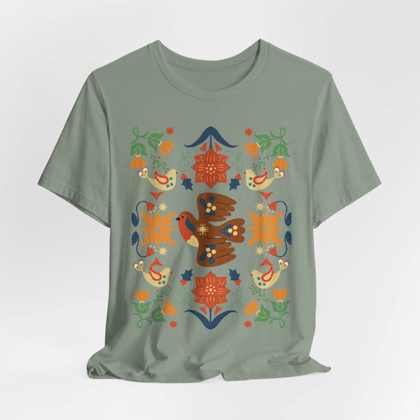 Bohemian Nature Tee: Botanical Bird Print | Vintage Earthy Aesthetic, Bohemian Style T-Shirt, Unique Gift for Any Occasion