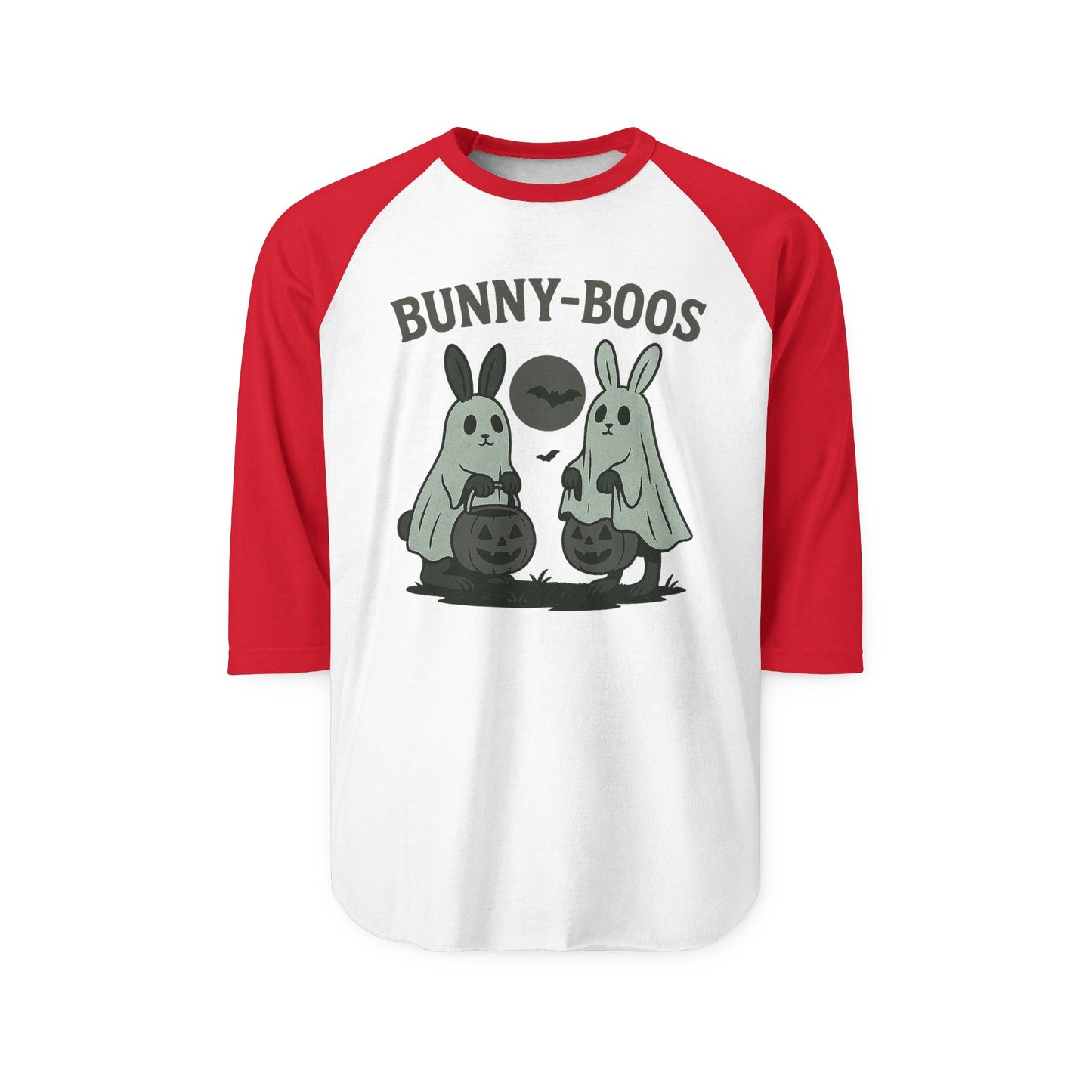 Halloween Bunny-Boos Raglan Shirt, Unisex Tee, Fall Apparel, Cute Halloween Top, Spooky Style, Holiday Gift