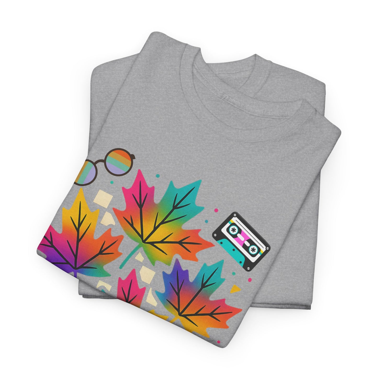 Fall 90s Vibes Tee, 90s Nostalgia T-shirt, Neon Fall Leaves